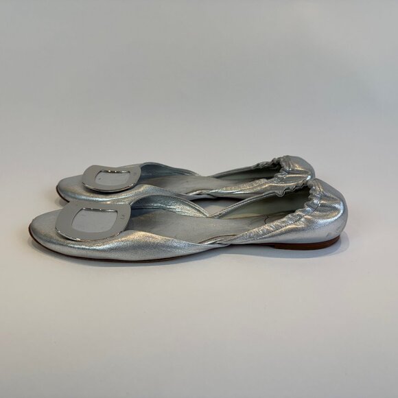 Roger Vivier Silver Leather Ballerina D'orsay with Buckle, EU 40 - Picture 4 of 16
